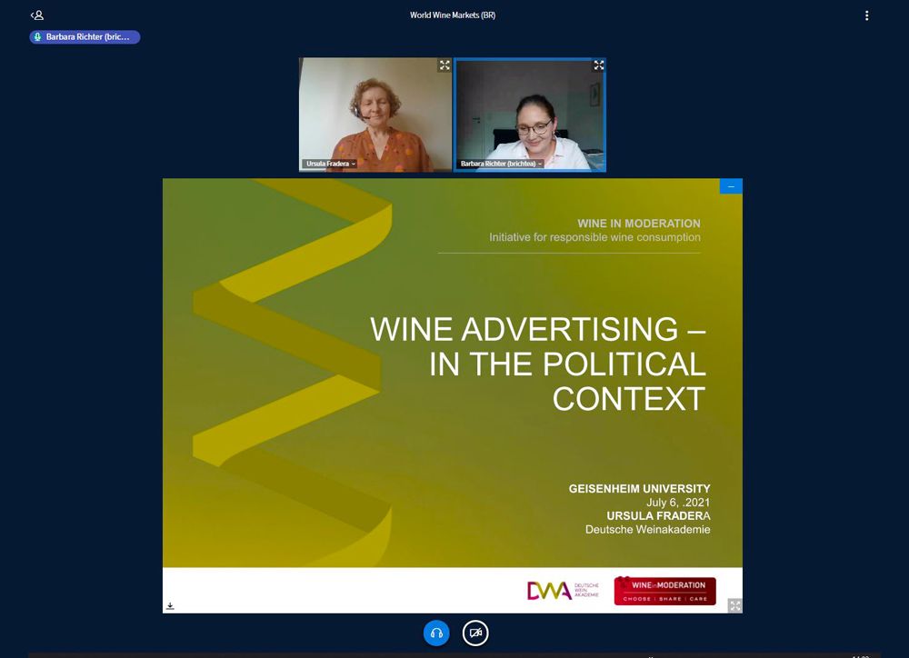 DWA holds a Wine in Moderation-Webinar with focus on wine advertising at the University of Geisenheim